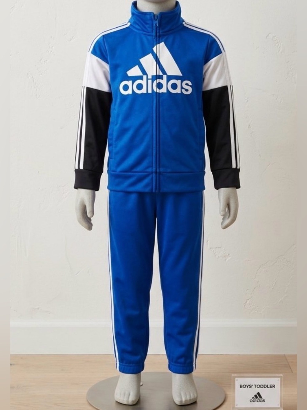 adidas Kids Blue and Black Track Jacket & Joggers Set